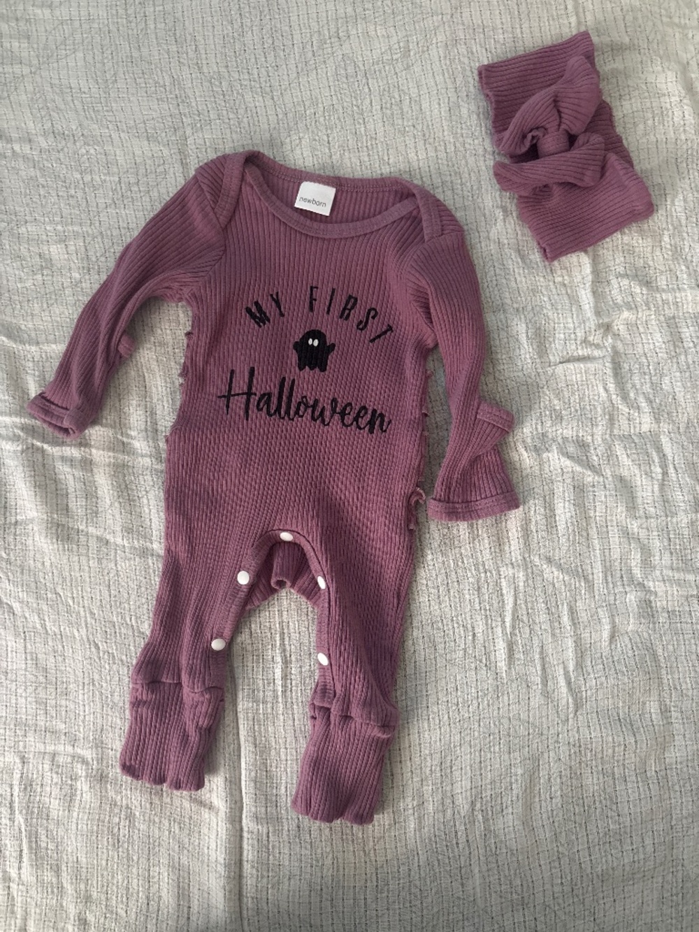 My first Halloween newborn romper with headband